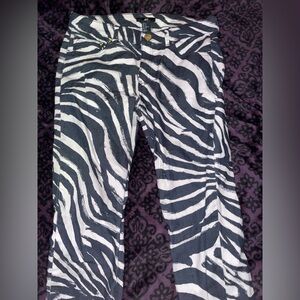 H&M Zebra-Pattern Boot Cut Pants Black & White